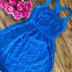 adelyn rae blue lace midi dress